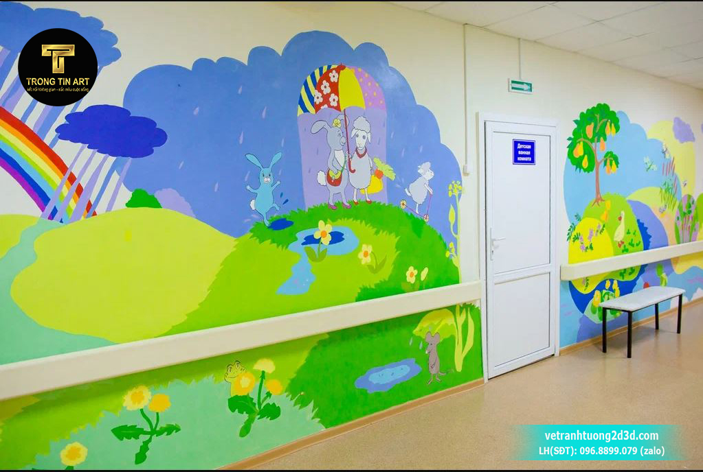 Tranh tường bệnh viện nhi,tranh tường phòng khám nhi,tranh tường em bé,tranh tường nghộ nghĩnh,tranh vẽ hoạt hình,tranh bé yêu