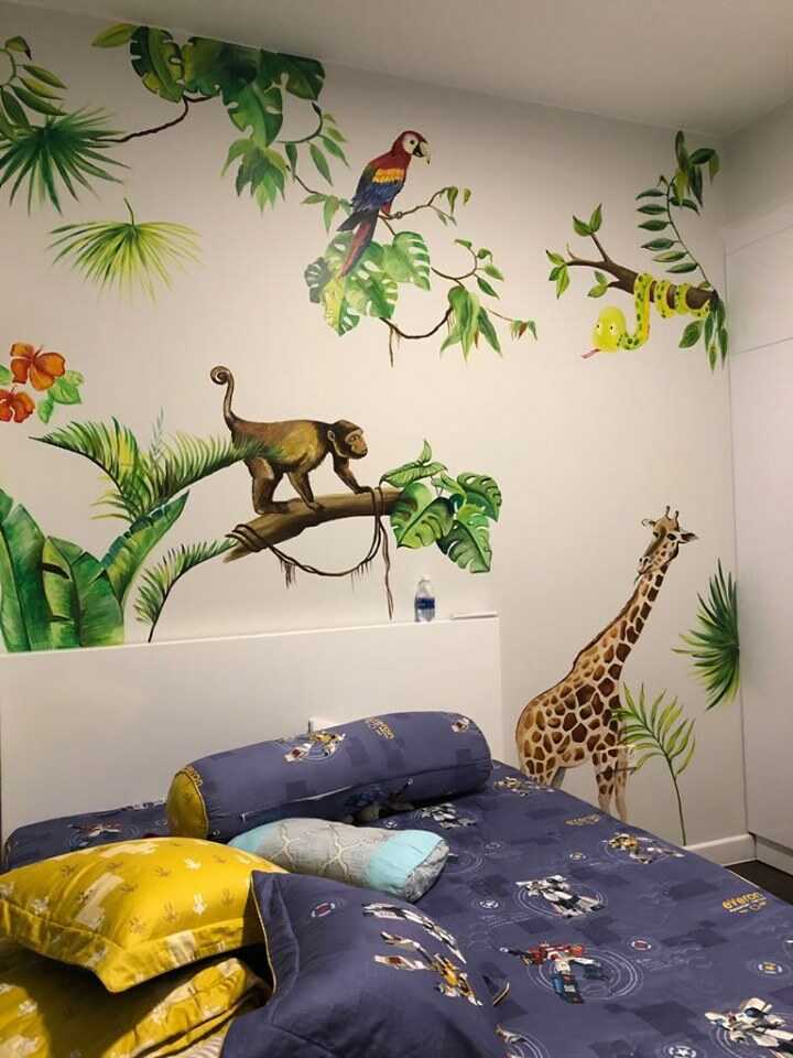 vẽ tranh tường phòng ngủ cho bé trai,vẽ tranh tường phòng bé,tranh tường phòng bé trai,tranh tường phòng ngủ bé trai,tranh tường người nhện