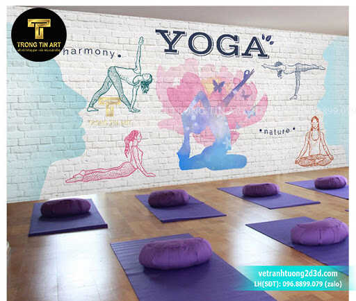 tranh tường yoga,vẽ tranh tường phòng gym,trang trí phòng tập yoga,tranh yoga đẹp,tranh dán tường yoga,tranh trang trí phòng tập yoga