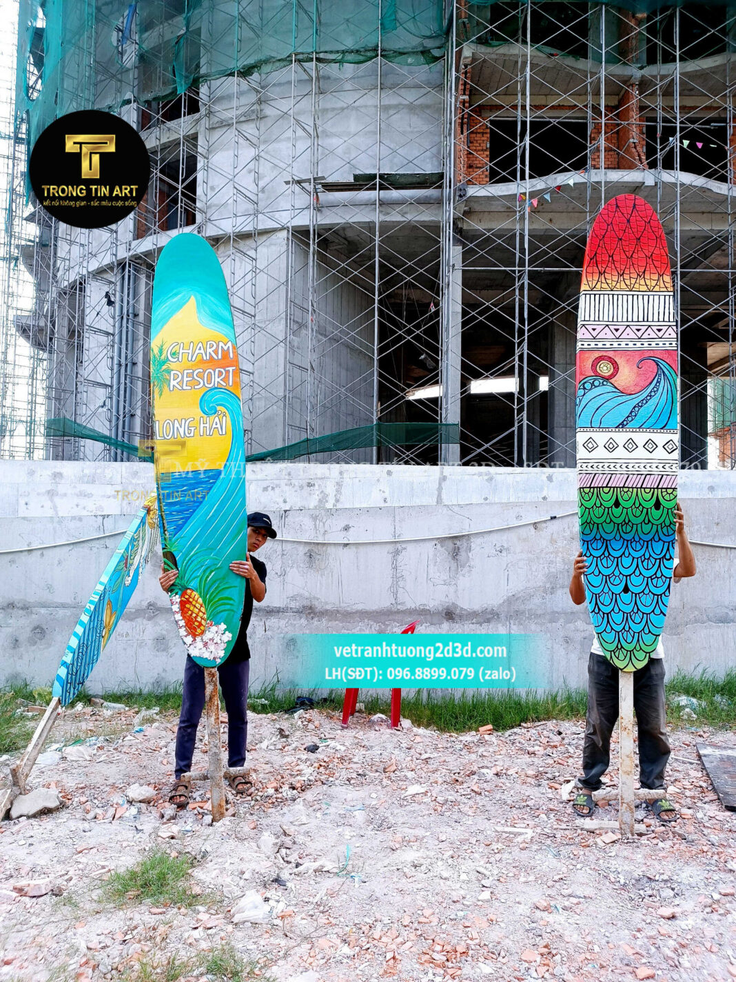 Vẽ Tranh Thúng Ván Lướt Sóng - Vẽ Tranh Thuyền Thúng 3D