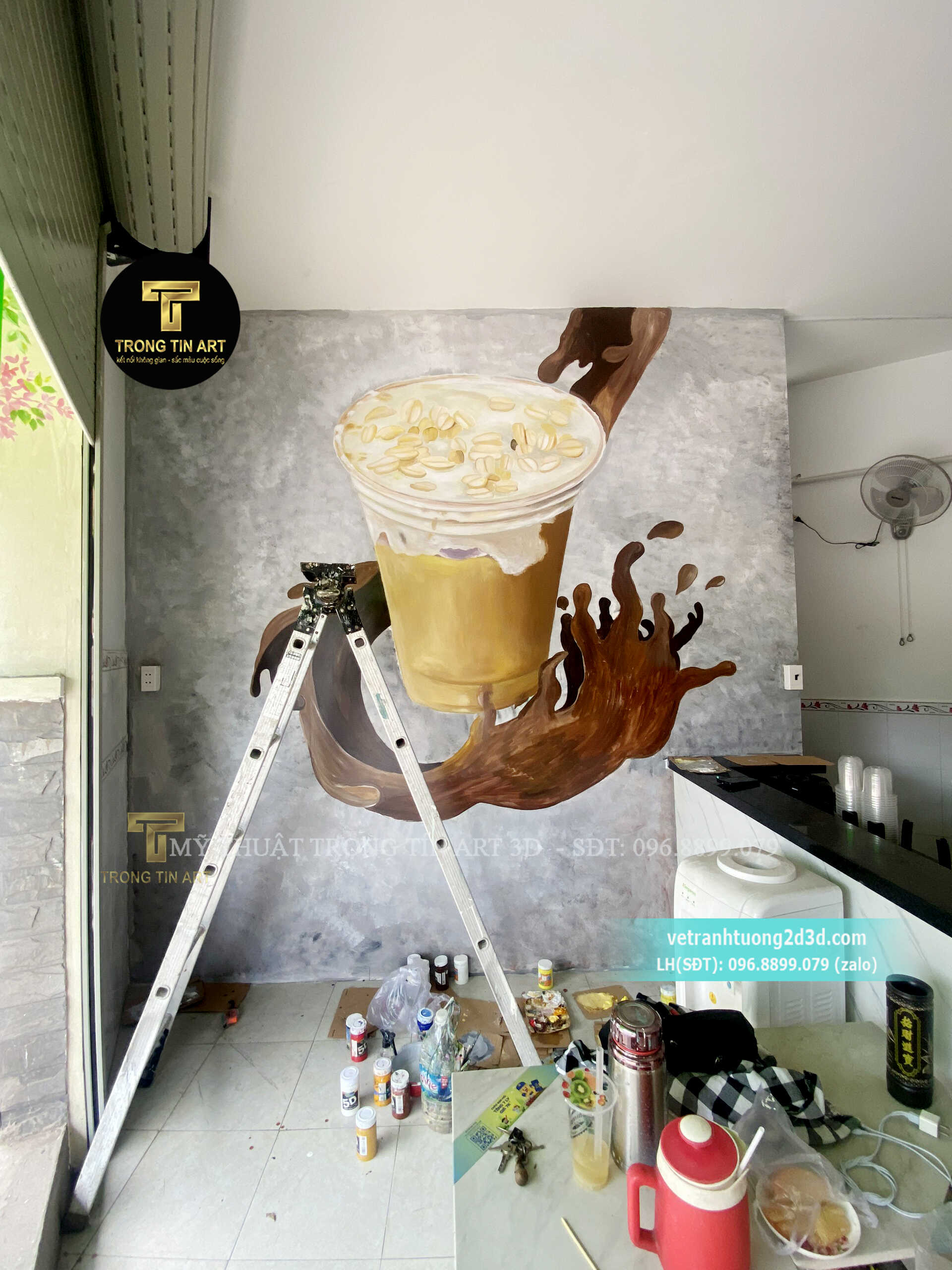 Vẽ tranh ly cafe 3d chekin,vẽ ly cafe,vẽ tranh ly coffee,vẽ tranh tường quán coffee,tranh hoa giấy,vẽ tranh hoa giấy,tranh phố cổ châu âu