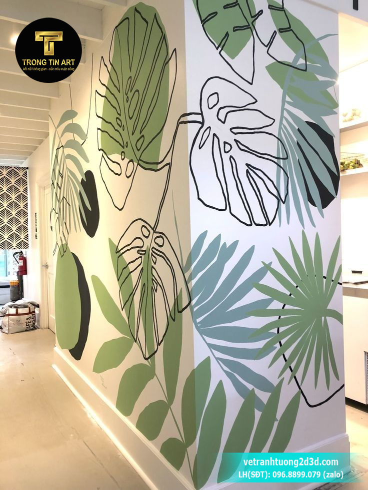 vẽ tranh tường đơn giản,tranh vẽ tường đẹp đơn giản,tranh tường tropical đơn giản, tranh vẽ line art,vẽ tranh tường 2d,vẽ tranh tropical