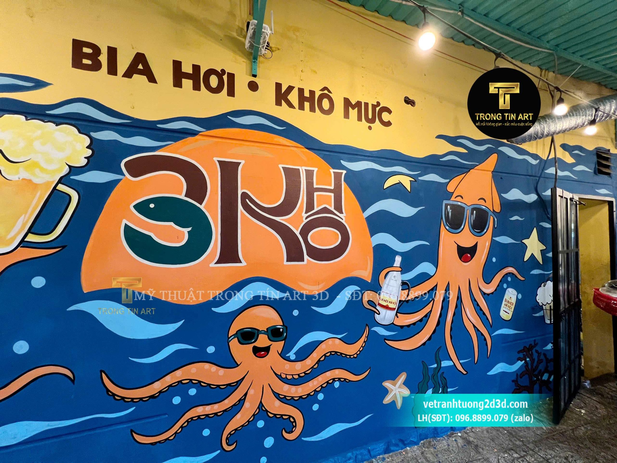 tranh tường bia hơi Hà Nội,vẽ tranh tường quán bia,vẽ tranh quán bia hơi,tranh tường quán bia vỉa hè,vẽ tường quán nhậu,vẽ tranh bia hơi Hà Nội 