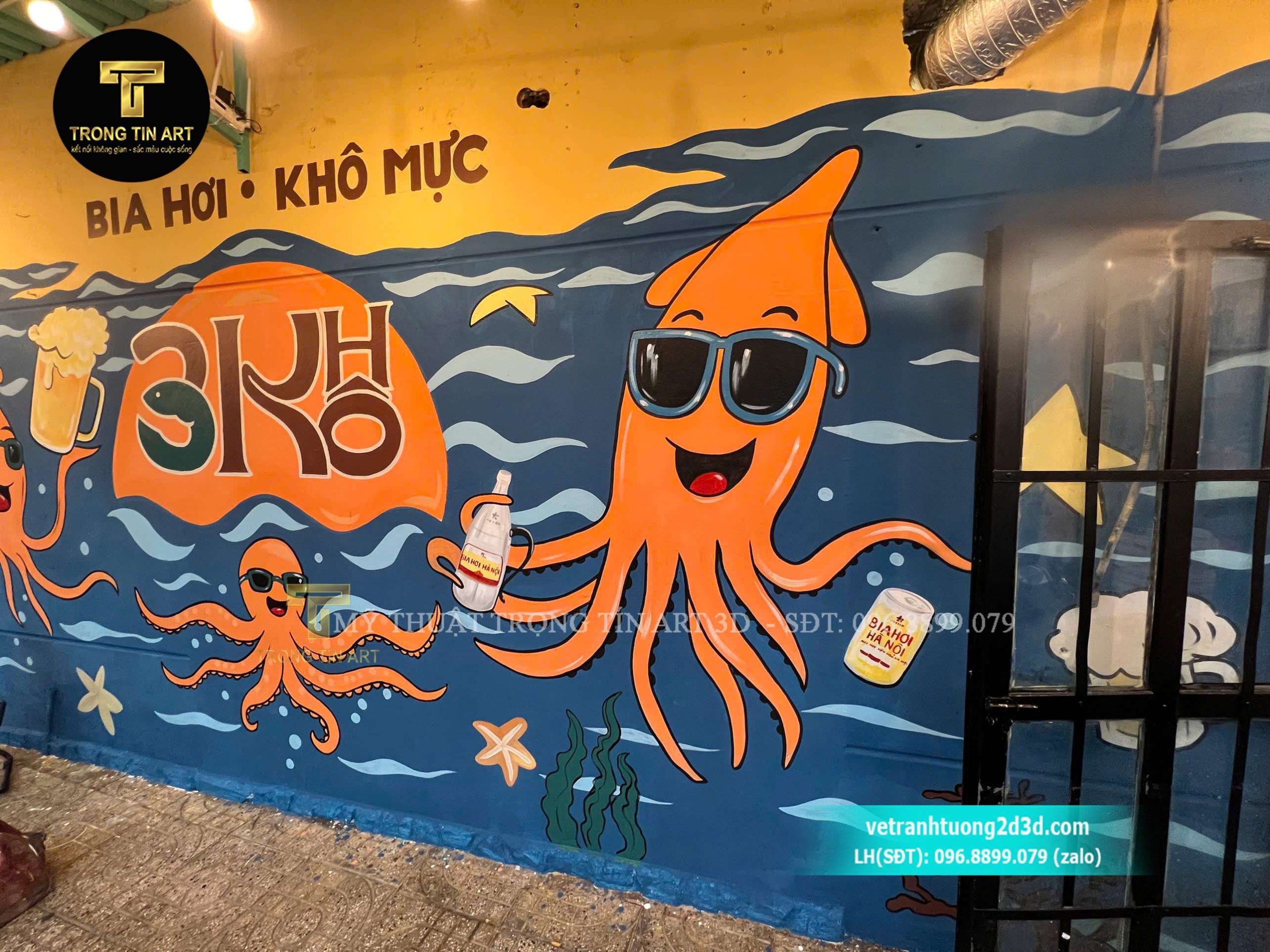 tranh tường bia hơi Hà Nội,vẽ tranh tường quán bia,vẽ tranh quán bia hơi,tranh tường quán bia vỉa hè,vẽ tường quán nhậu,vẽ tranh bia hơi Hà Nội 