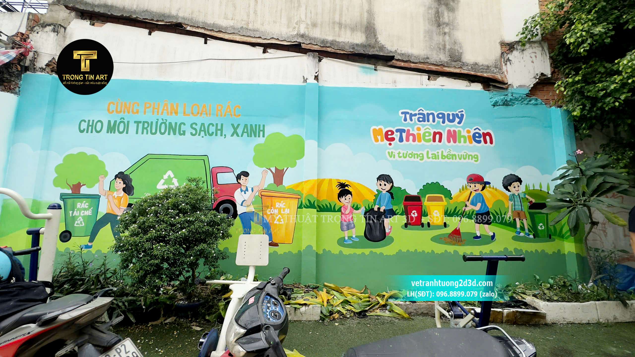 Tranh vẽ tuyên truyền trồng cây, phân loại rác, tiết kiệm điện cho thiếu nhi