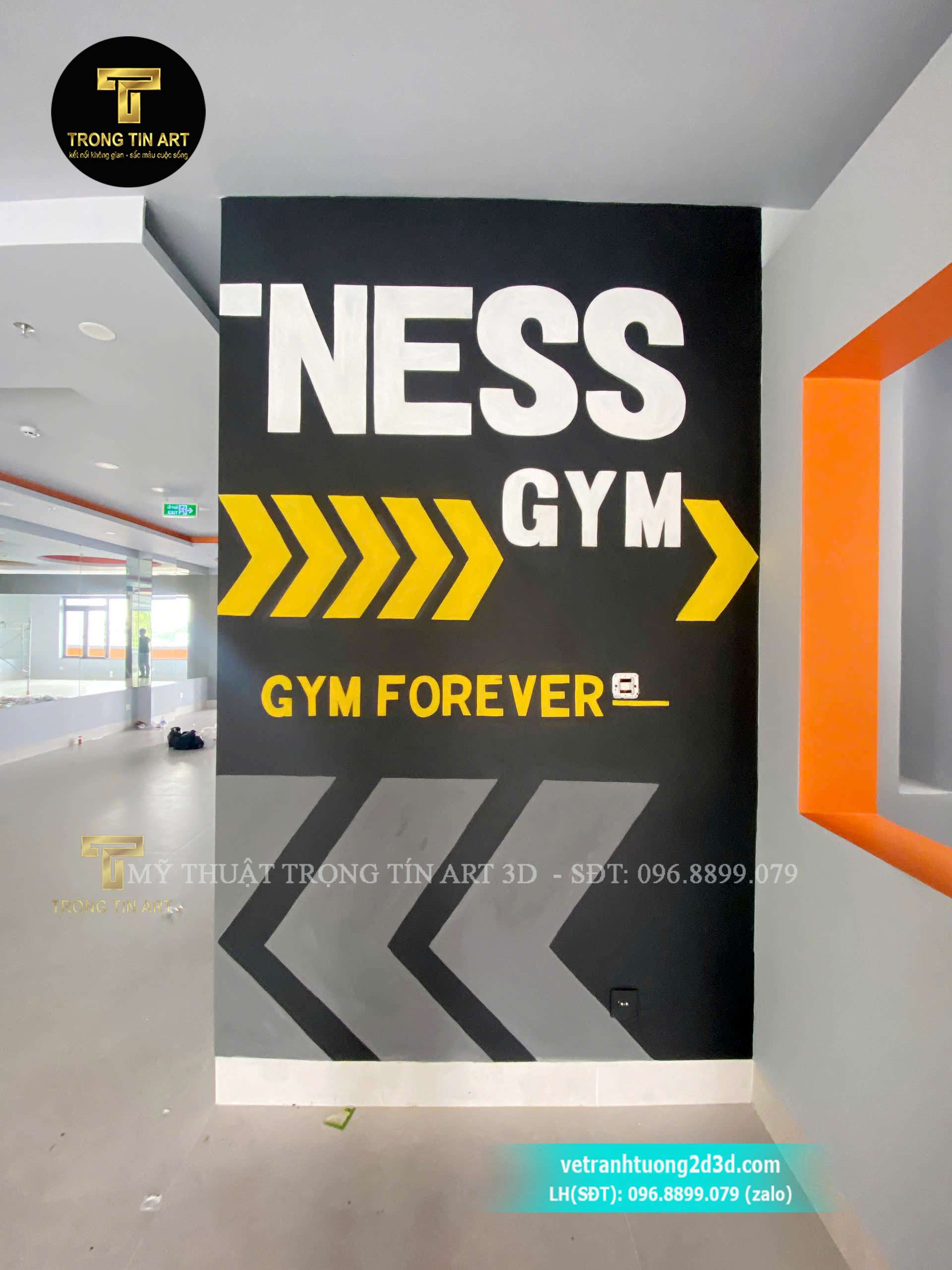 tranh tường 3d phòng tập gym, vẽ tranh tường phòng gym, tranh tường thể hình, vẽ tranh tường 3d gym, tranh tường phòng tập hiện đại