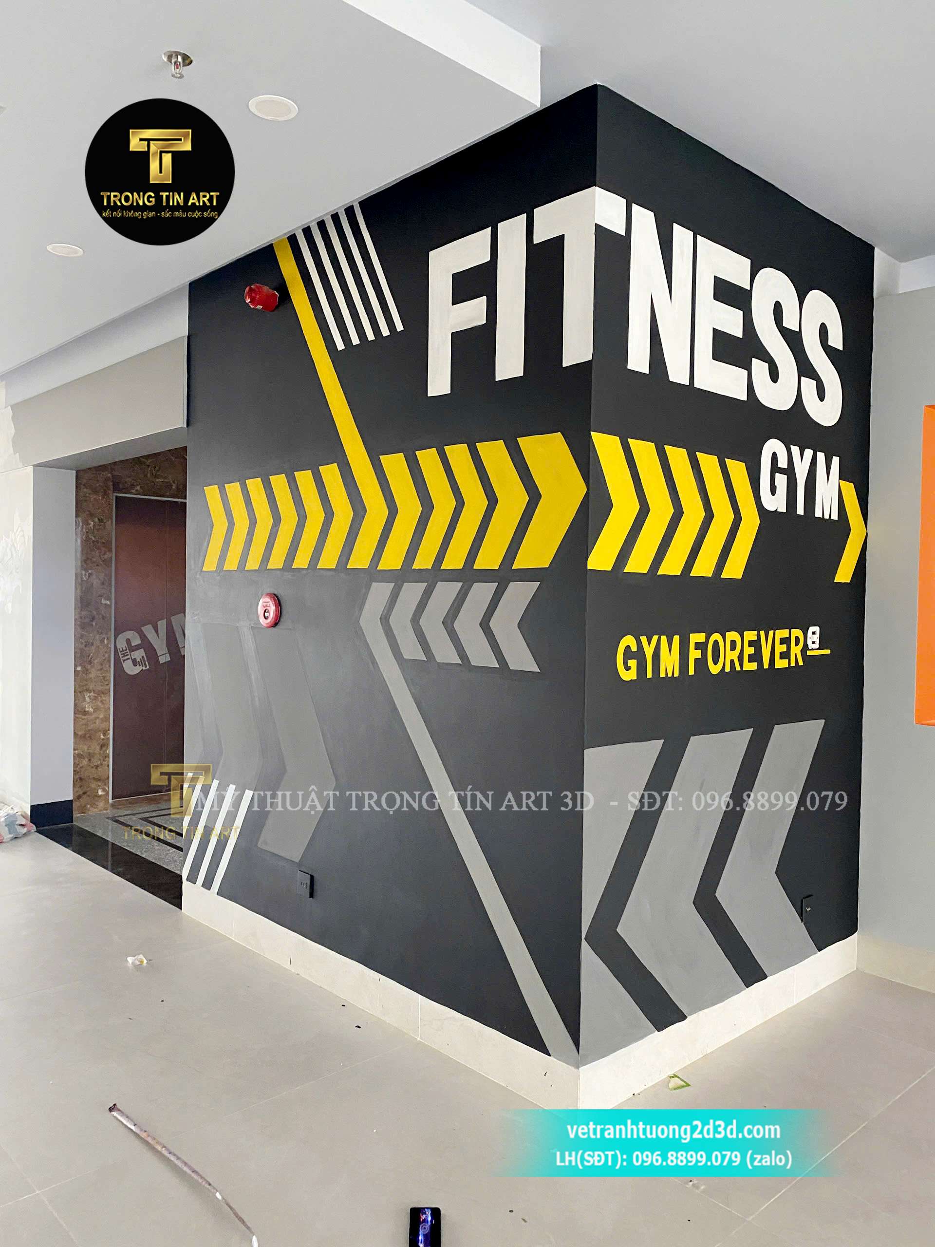 tranh tường 3d phòng tập gym, vẽ tranh tường phòng gym, tranh tường thể hình, vẽ tranh tường 3d gym, tranh tường phòng tập hiện đại