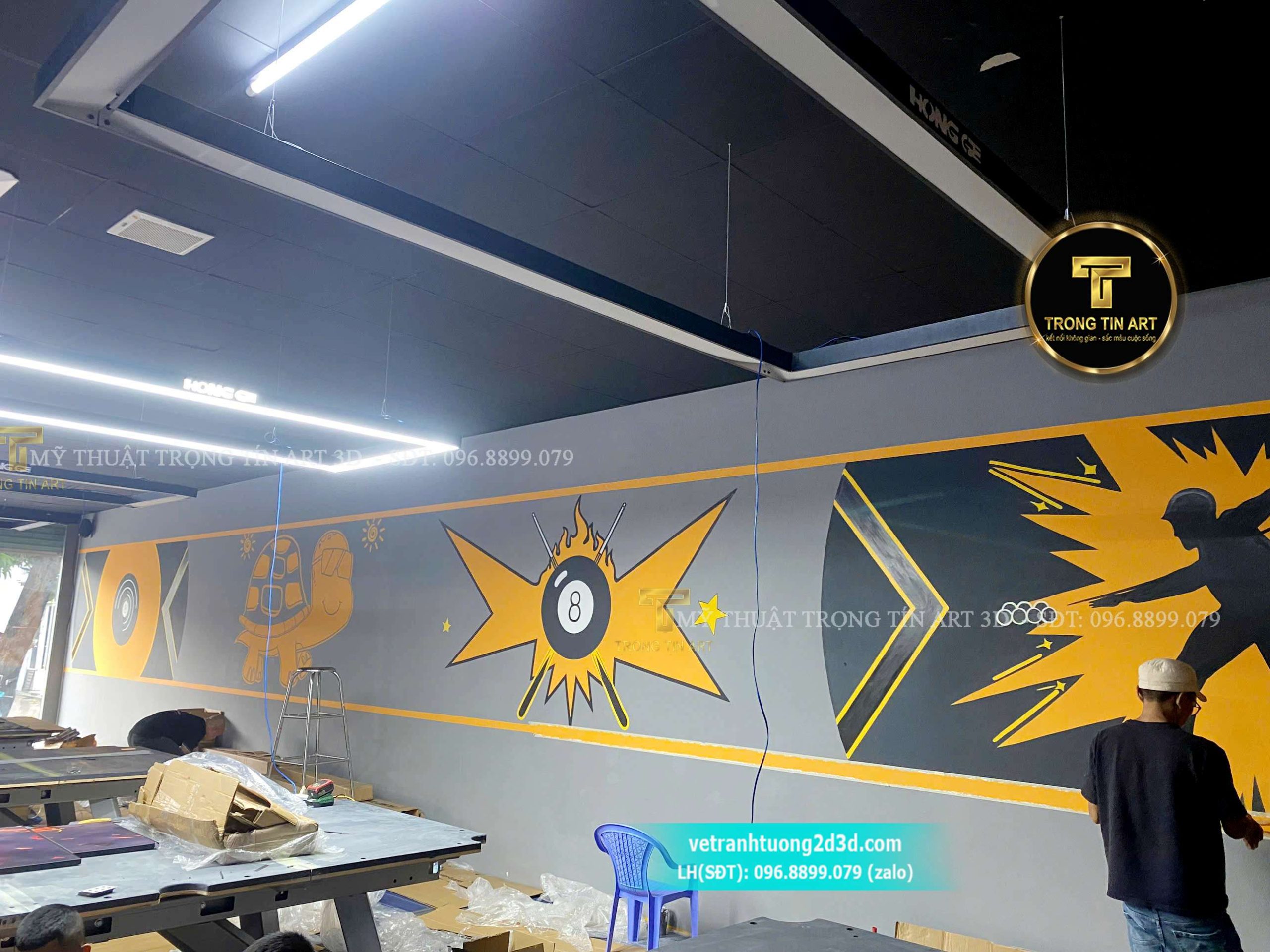 Ý tưởng vẽ tranh tường bida,vẽ tranh tường bida, tranh tường bida đẹp, vẽ tranh tường billiards, tranh tường quán bida, tranh 3D bida