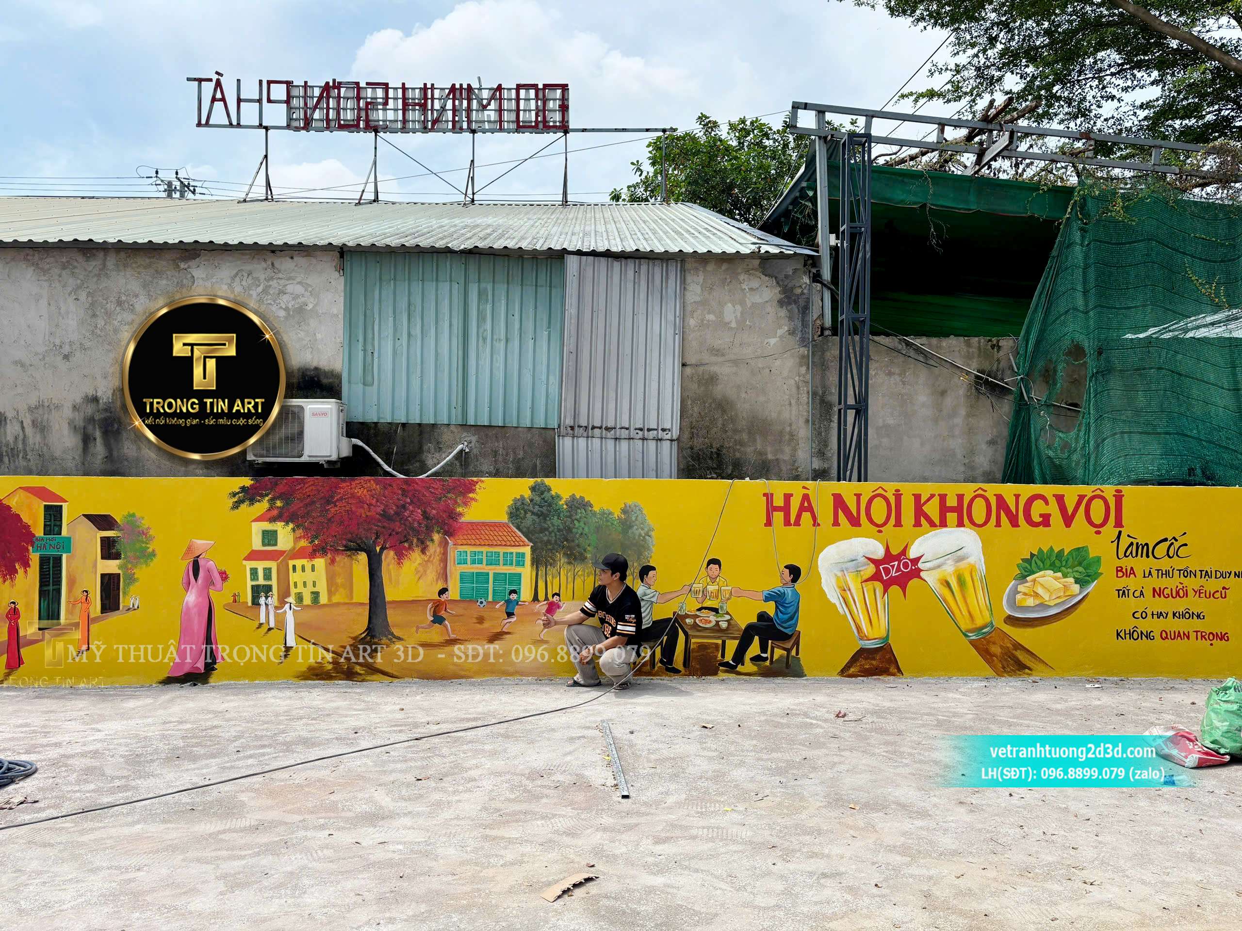 vẽ tranh tường quán bia hơi, vẽ tranh bia hơi hà nội, vẽ tranh tường quán nhậu, tranh tường bia hơi đẹp, tranh tường bia hơi phố cổ