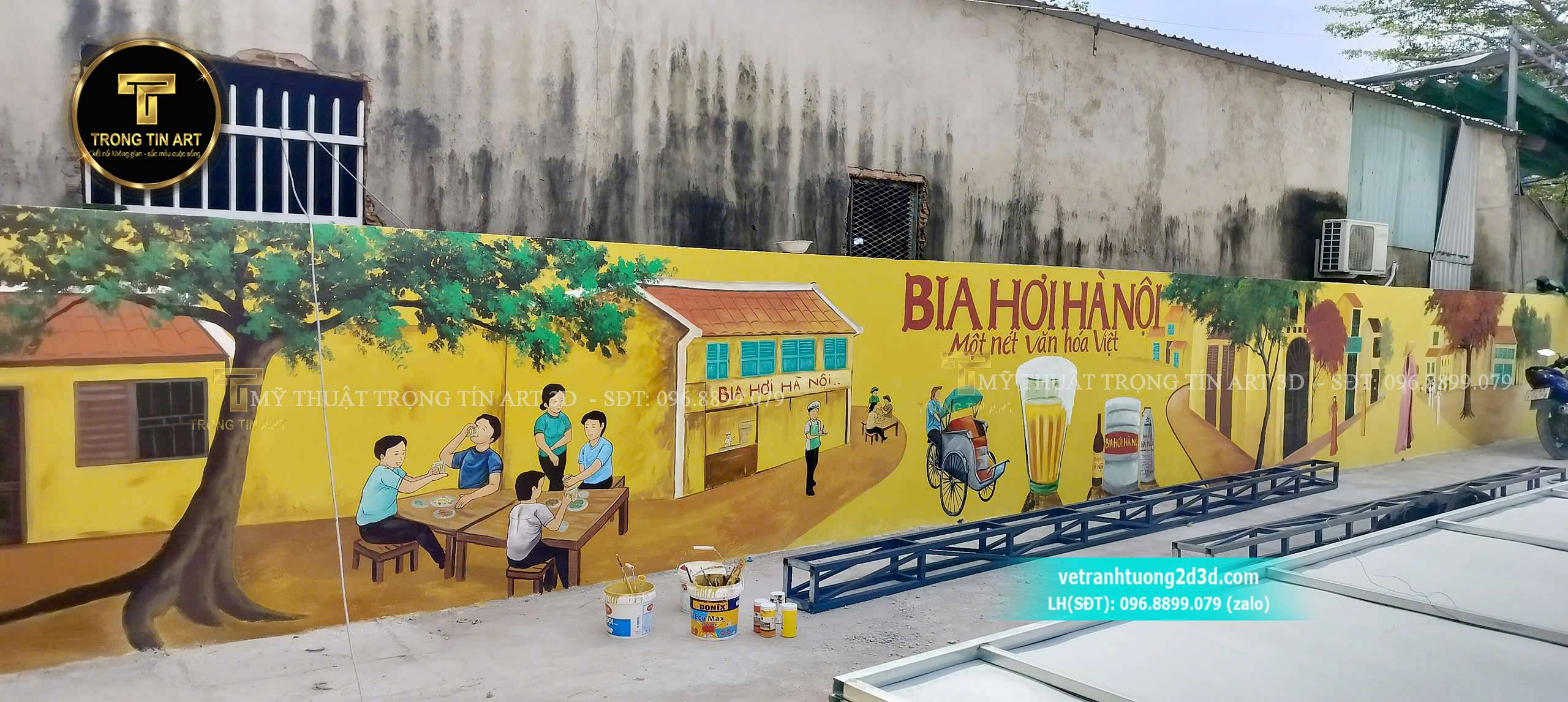 vẽ tranh tường quán bia hơi, vẽ tranh bia hơi hà nội, vẽ tranh tường quán nhậu, tranh tường bia hơi đẹp, tranh tường bia hơi phố cổ