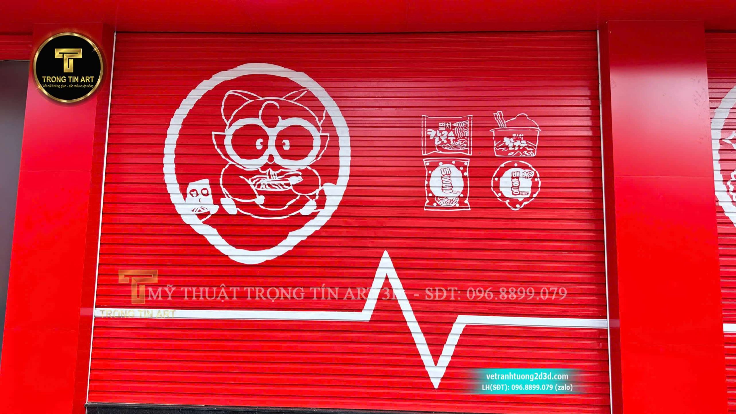 vẽ cửa cuốn mỳ cay, vẽ logo cửa cuốn mỳ cay, vẽ tranh cửa cuốn quán ăn, vẽ cửa cuốn quán mỳ cay hàn quốc, vẽ cửa cuốn đẹp,vẽ tranh cửa cuốn