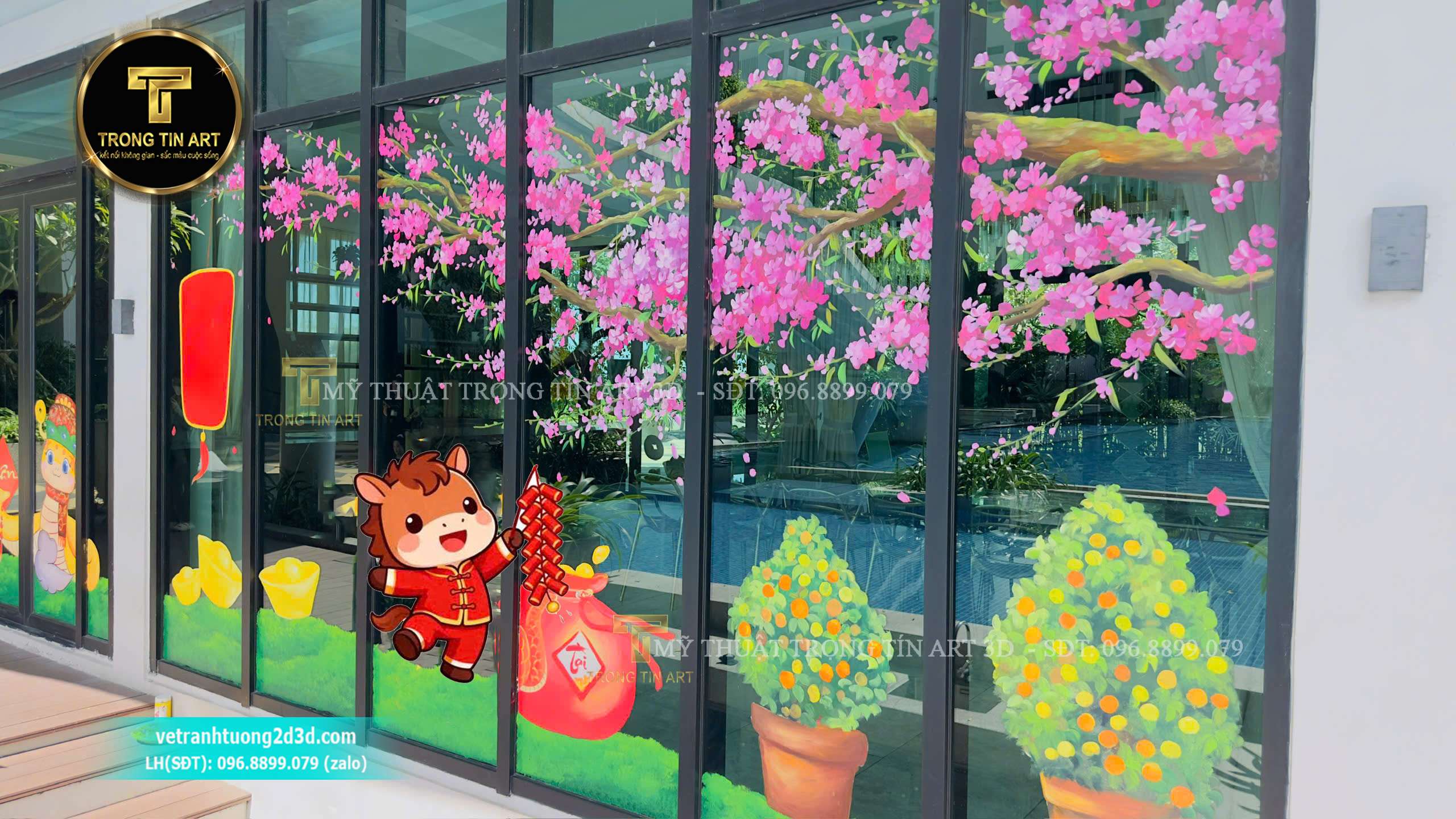 vẽ tranh kính tết giá rẻ, vẽ tranh kính tết 2026, vẽ tranh kính bính ngọ, vẽ tranh kính tết, tranh kính tết 2026, trang trí kính Tết