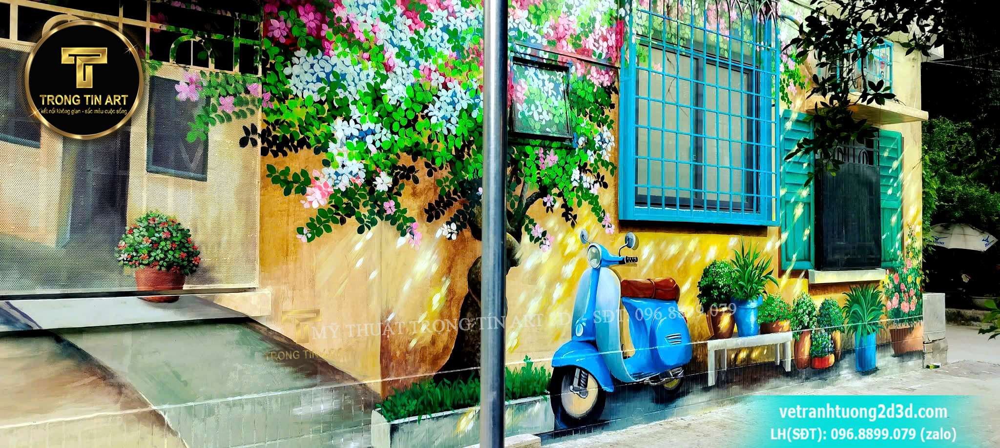 vẽ tranh tường Hội An, tranh phố cổ Hội An, vẽ tường phong cách Hội An, tranh tường 3D Hội An,tranh tường quán ốc, tranh tường quán nhậu