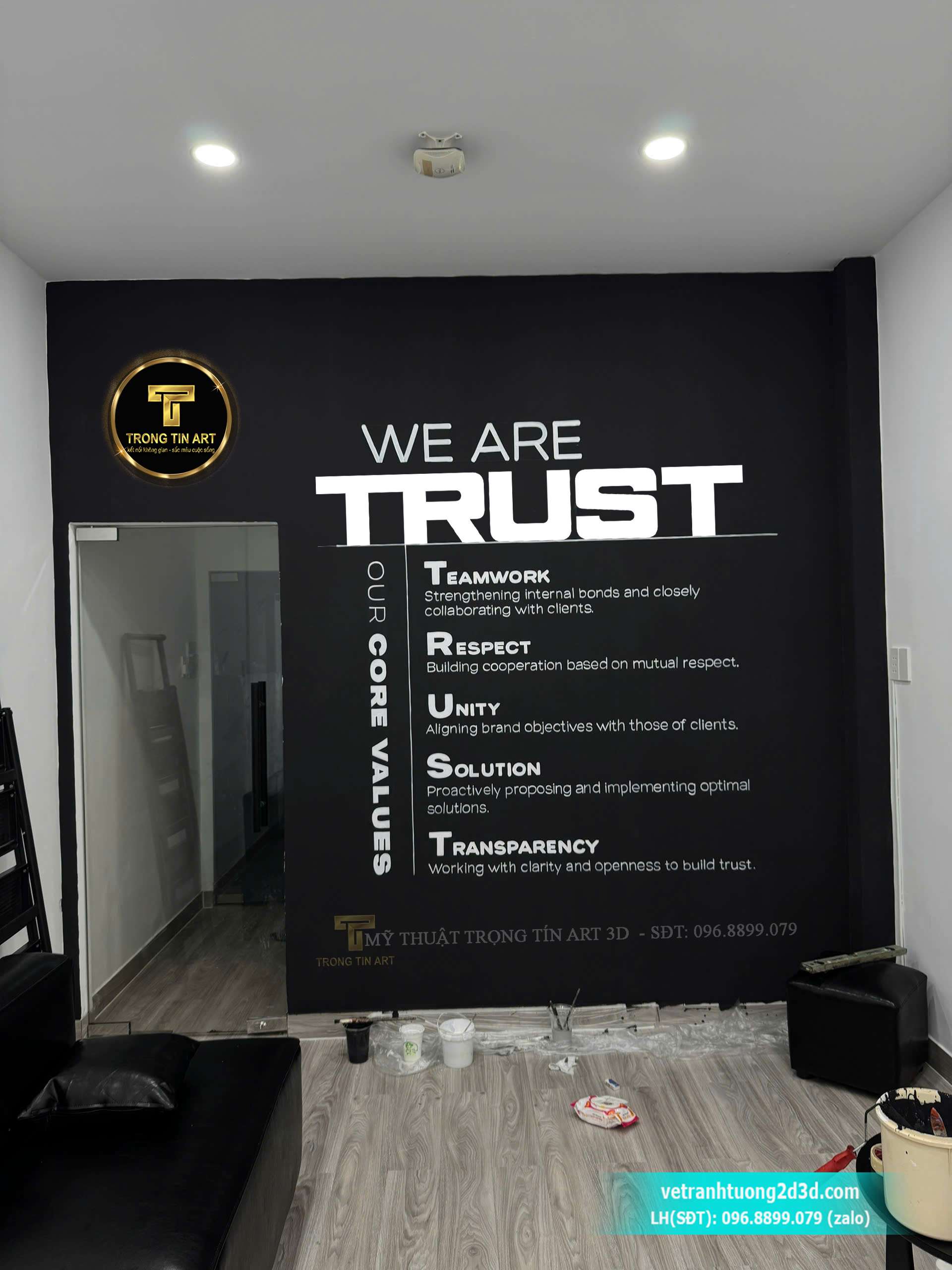 Vẽ chữ lên tường công ty, vẽ chữ lên tường đẹp, trang trí văn phòng, vẽ tranh tường văn phòng, vẽ tranh chữ lên tường,vẽ logo trên tường