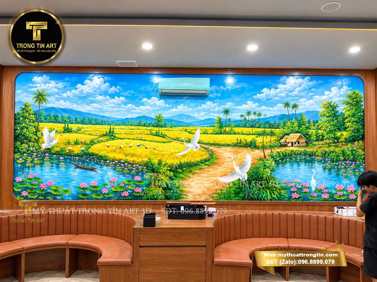 vẽ tranh tường quán mì cay phong cảnh Hàn Quốc, vẽ tranh tường quán mì cay, tranh tường quán mì cay Hàn Quốc, tranh tường Hàn Quốc, vẽ tranh tường quán ăn, tranh tường nhà hàng Hàn Quốc